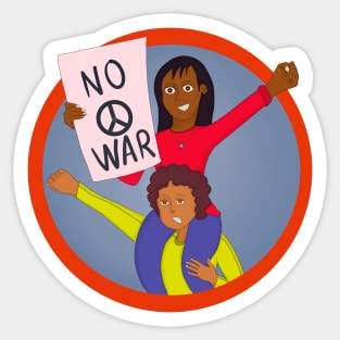 Two Girls Protesting Against War Sticker